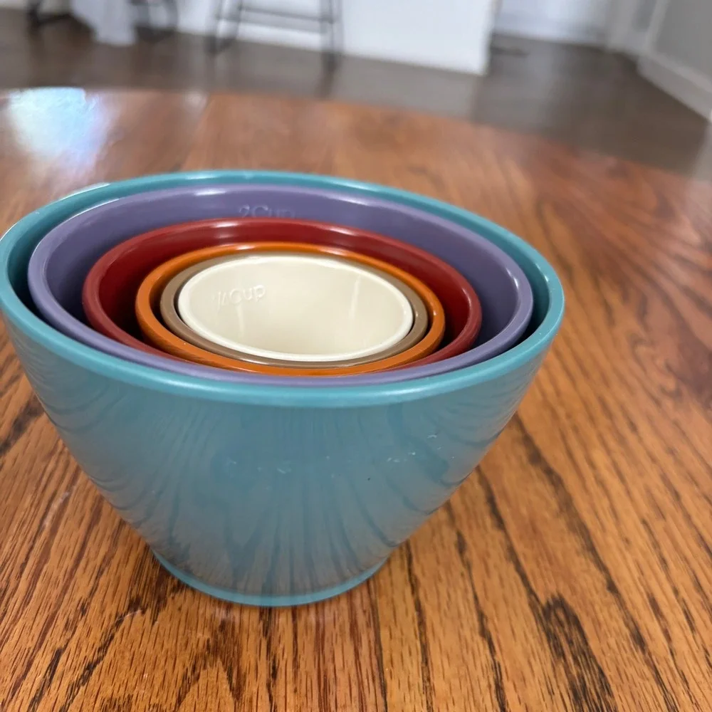 Vintage Style Rachel Ray Melamine Nesting Measuring Bowls Set 6pc